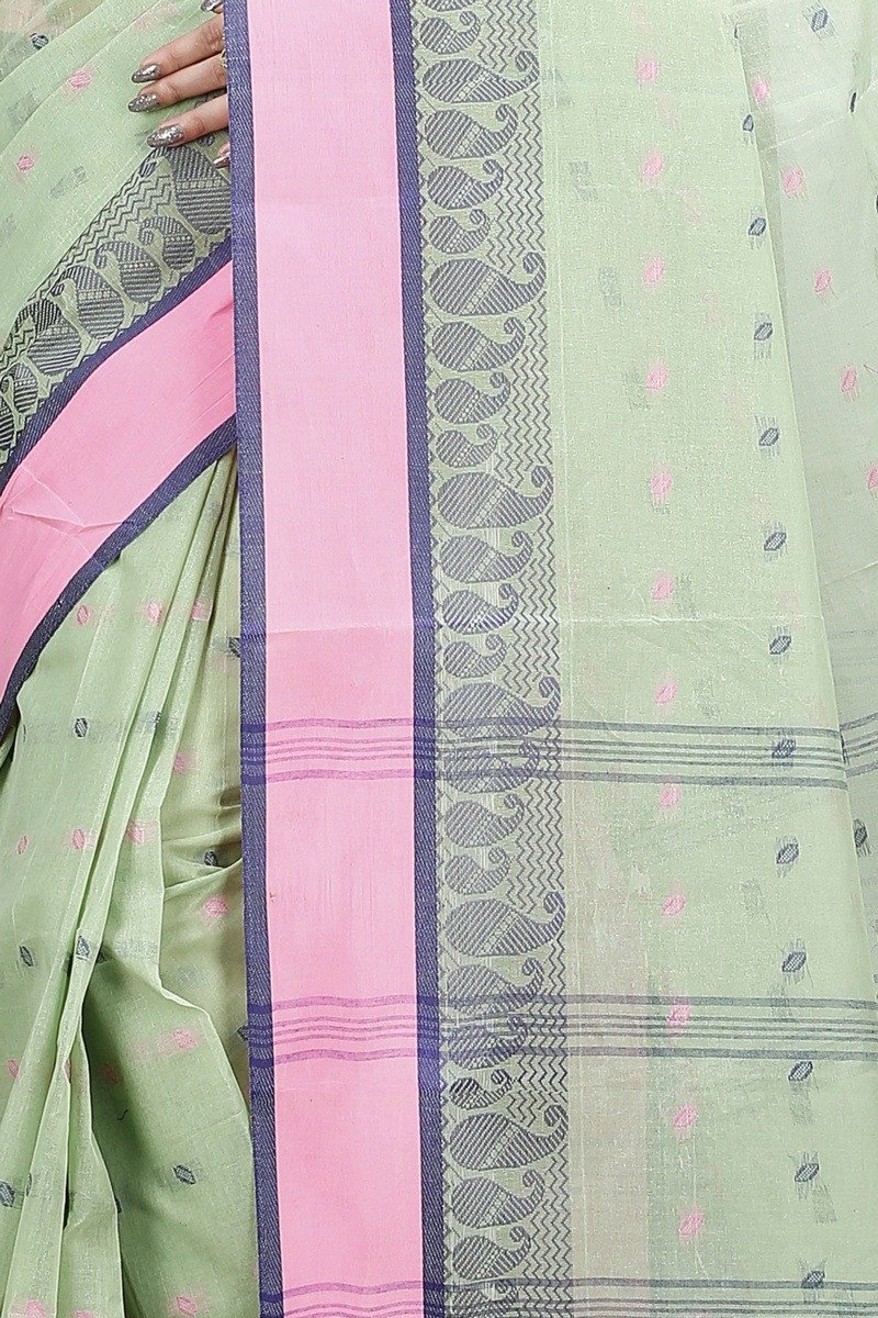 Olive Green Pure Cotton Rohel Tant Saree (8025)