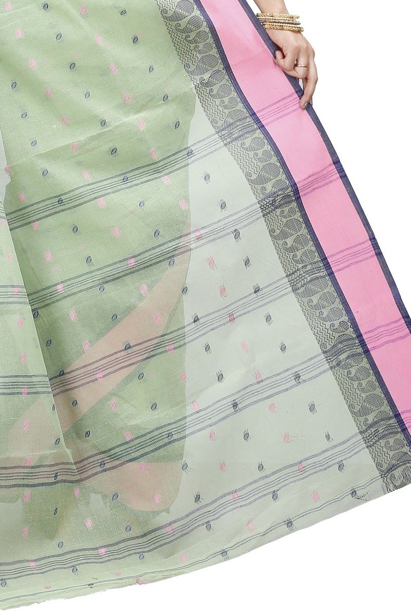 Olive Green Pure Cotton Rohel Tant Saree (8025)