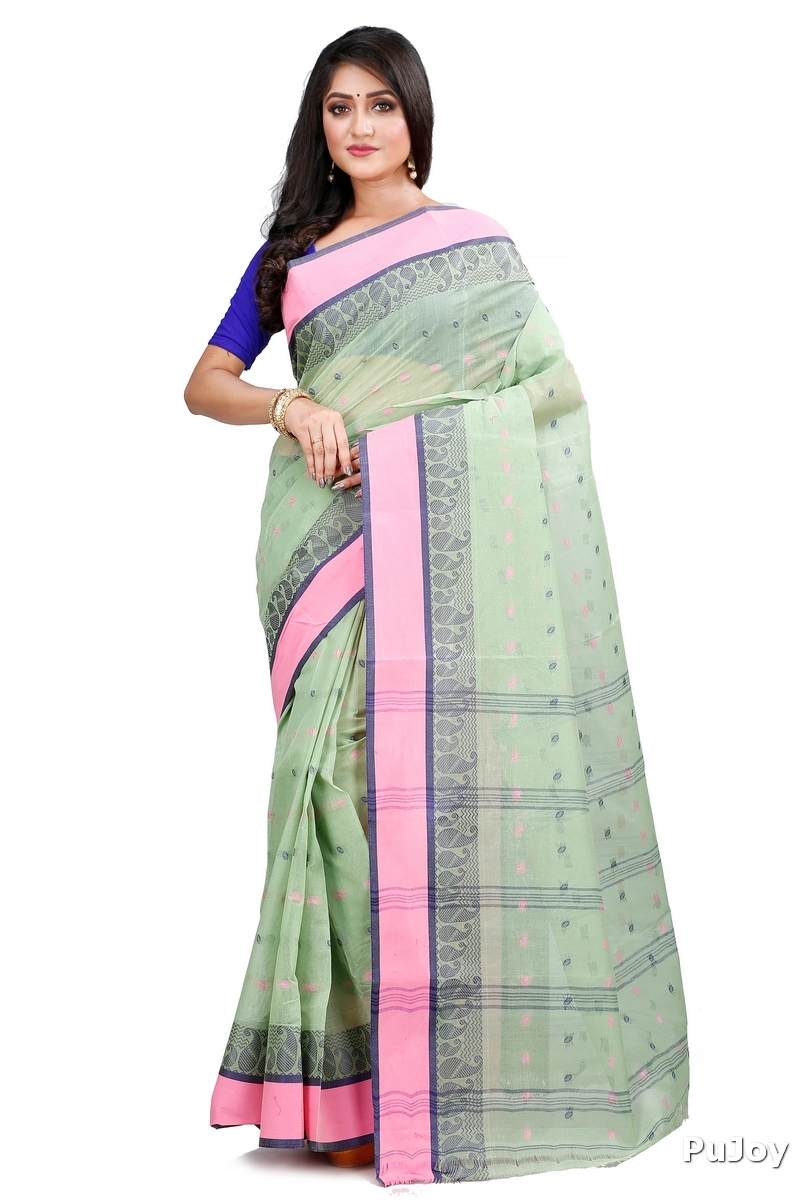 Olive Green Pure Cotton Rohel Tant Saree (8025)
