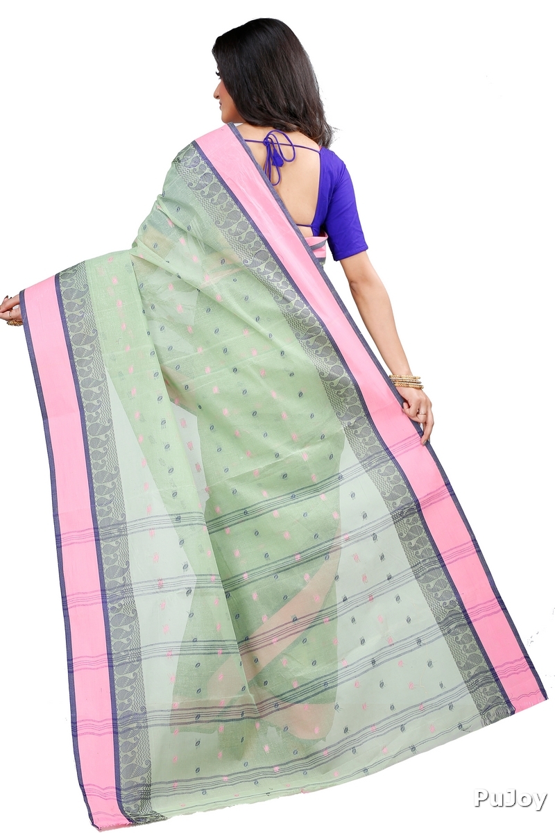 Olive Green Pure Cotton Rohel Tant Saree (8025)