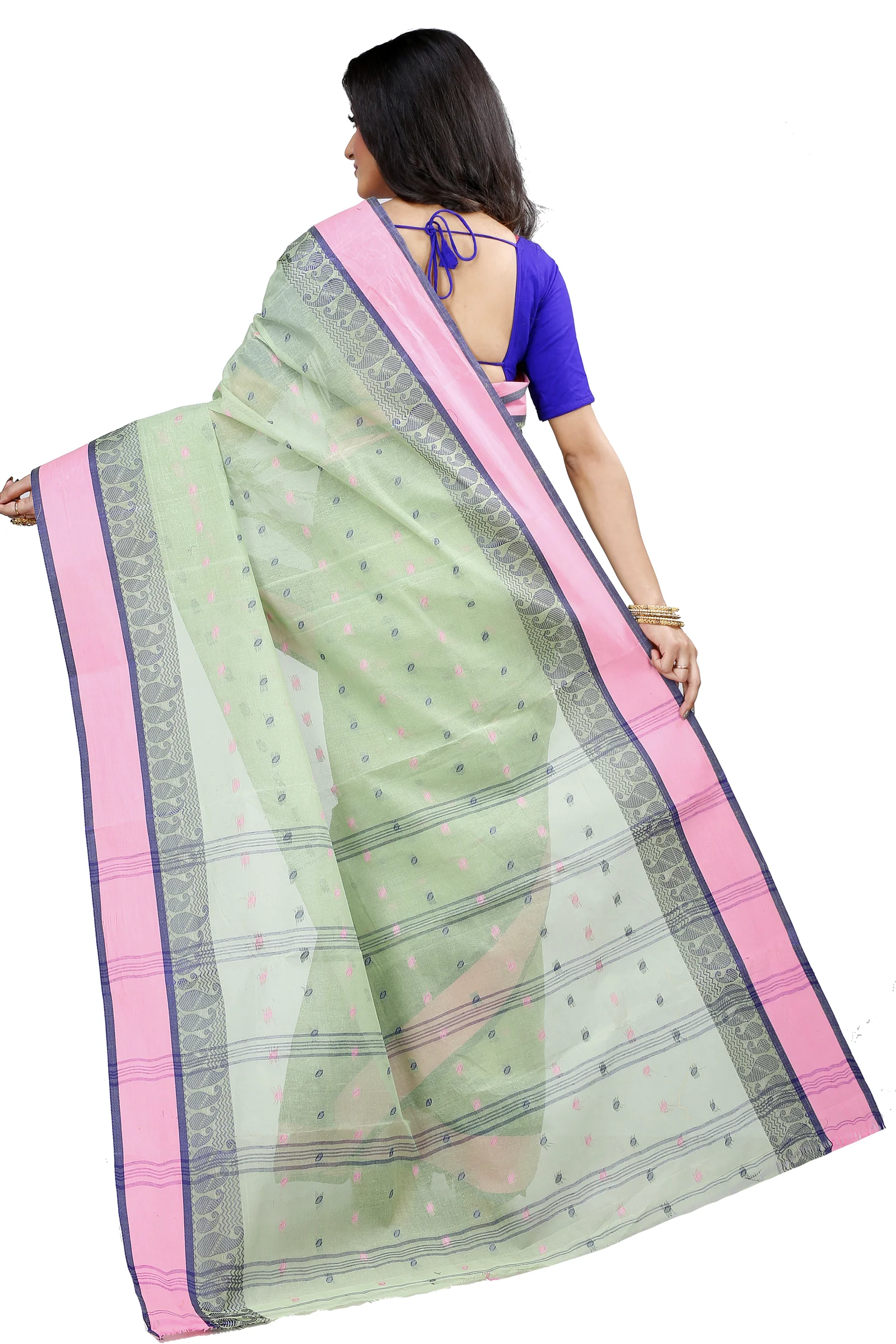 Olive Green Pure Cotton Rohel Tant Saree (8025)