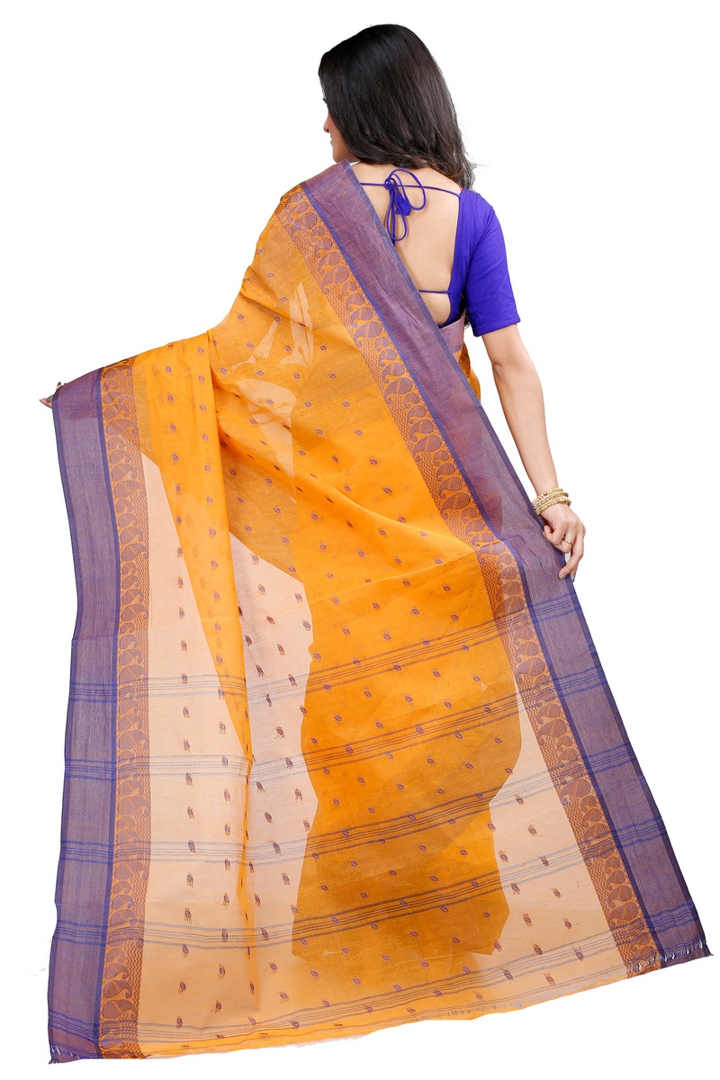 Dark Yellow Pure Cotton Rohel Tant Saree (8026)