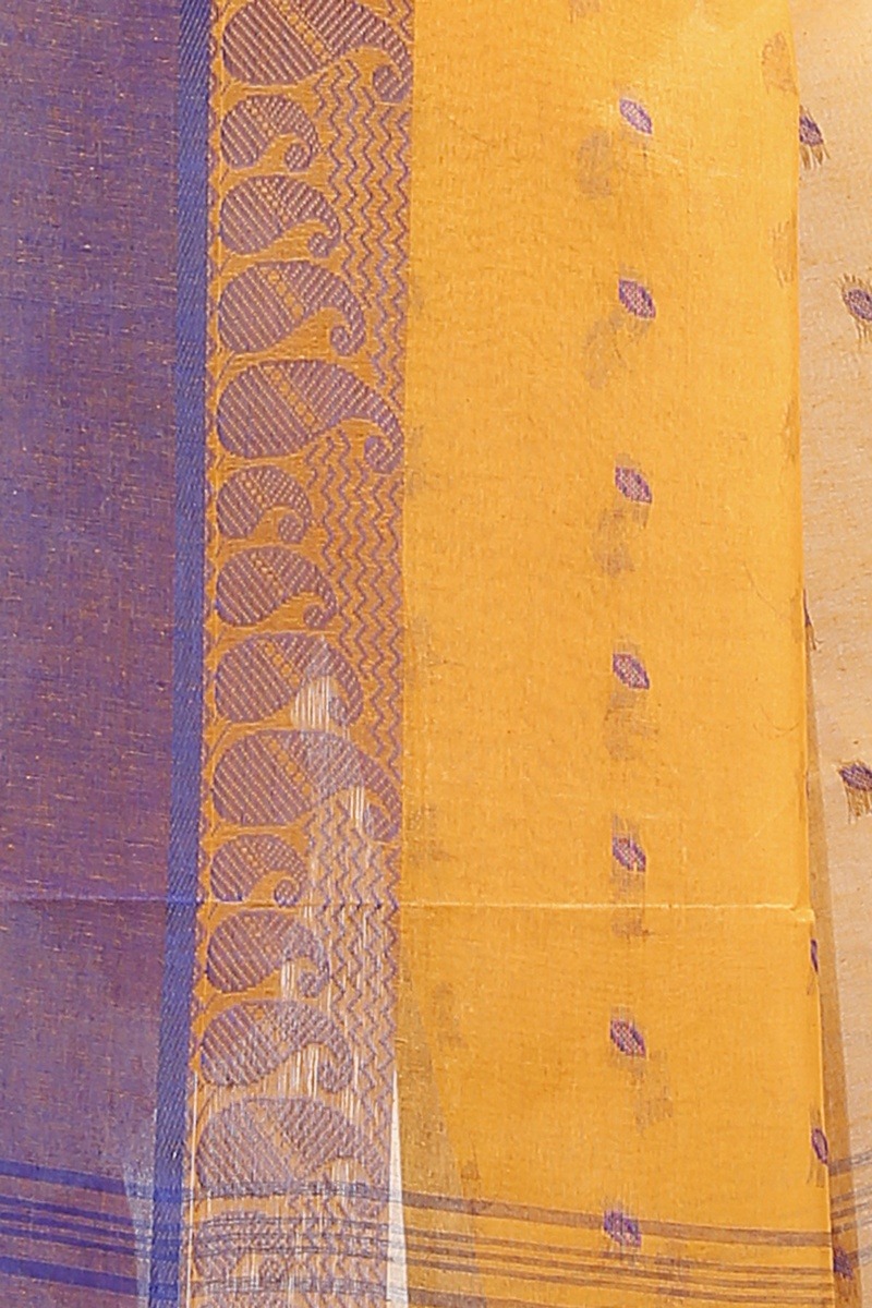 Dark Yellow Pure Cotton Rohel Tant Saree (8026)