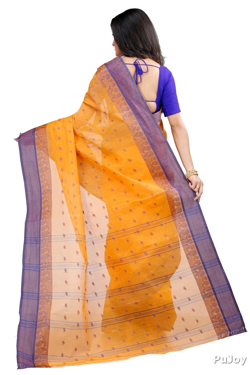 Dark Yellow Pure Cotton Rohel Tant Saree (8026)