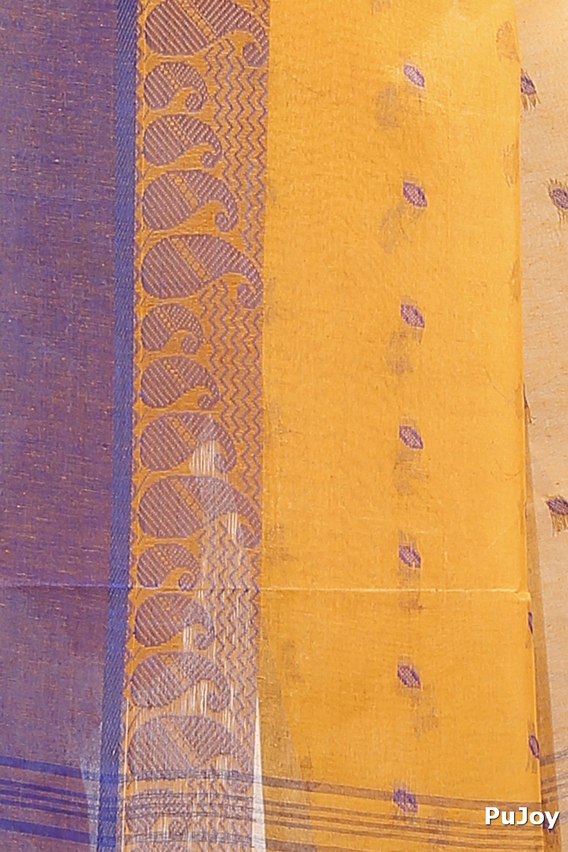 Dark Yellow Pure Cotton Rohel Tant Saree (8026)
