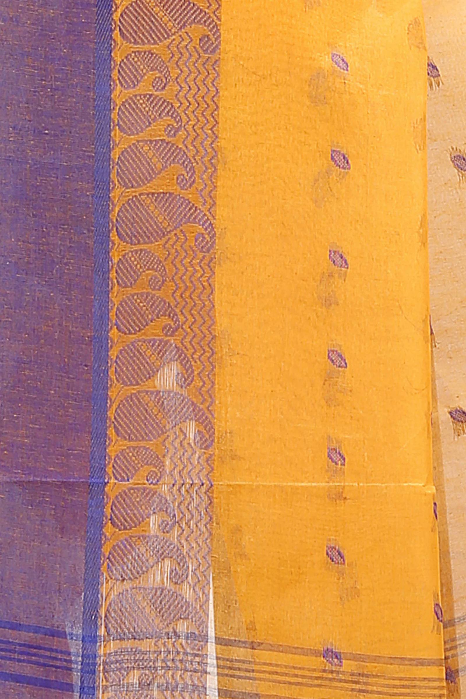 Dark Yellow Pure Cotton Rohel Tant Saree (8026)