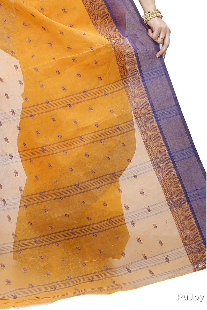 Dark Yellow Pure Cotton Rohel Tant Saree (8026)