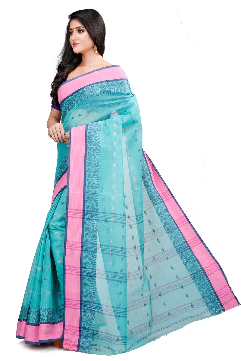 See Green Pure Cotton Rohel Tant Saree (8027)