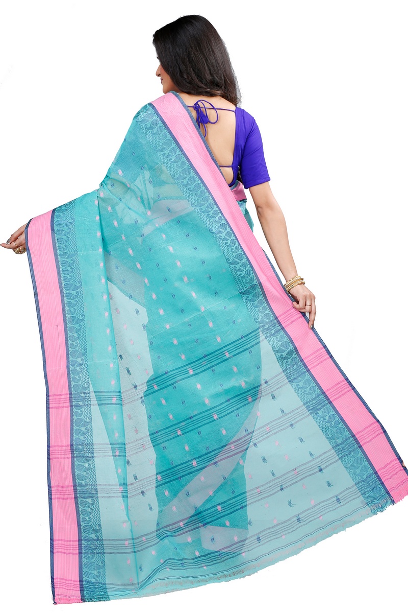 See Green Pure Cotton Rohel Tant Saree (8027)