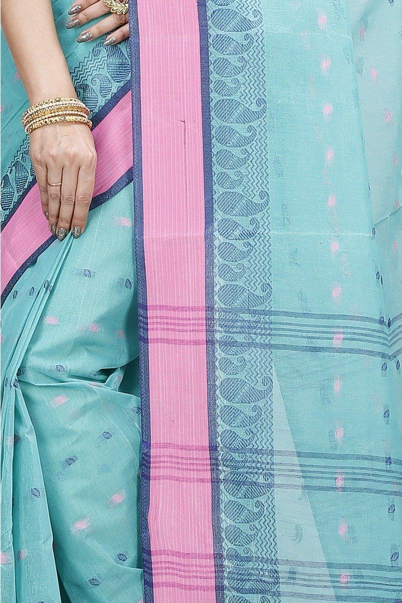 See Green Pure Cotton Rohel Tant Saree (8027)
