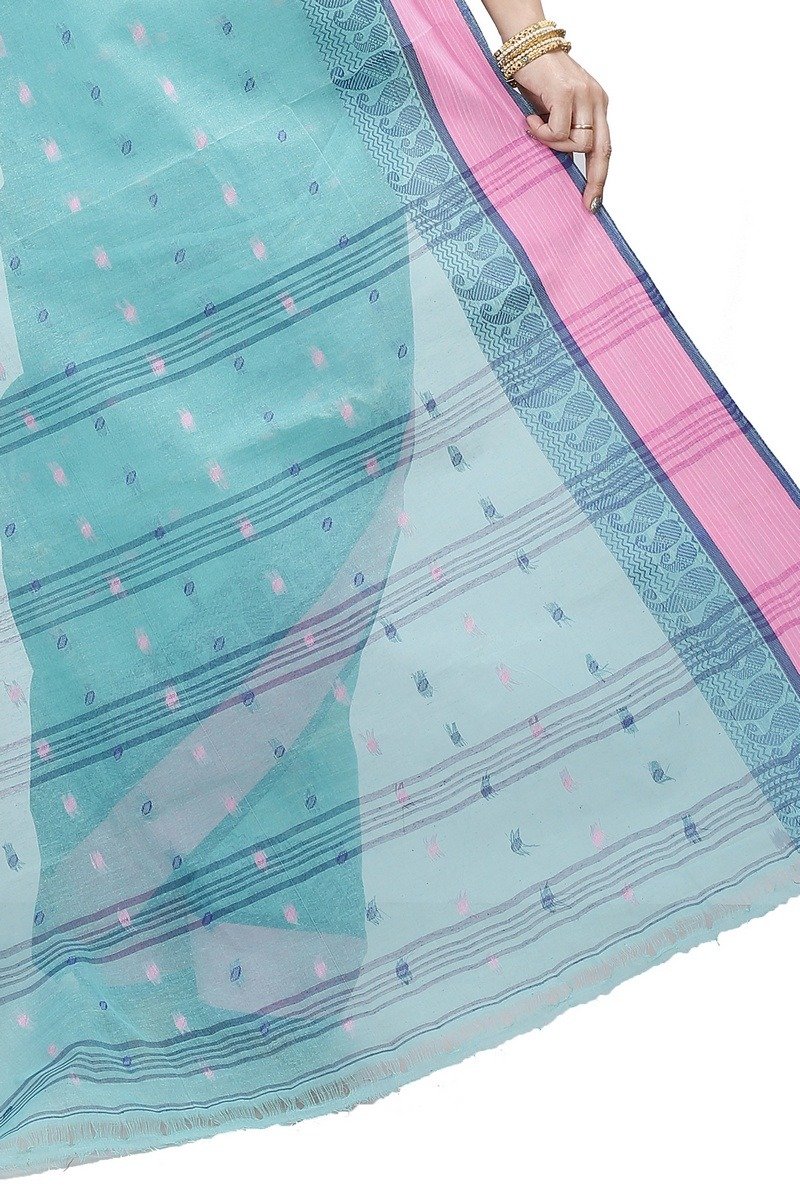 See Green Pure Cotton Rohel Tant Saree (8027)