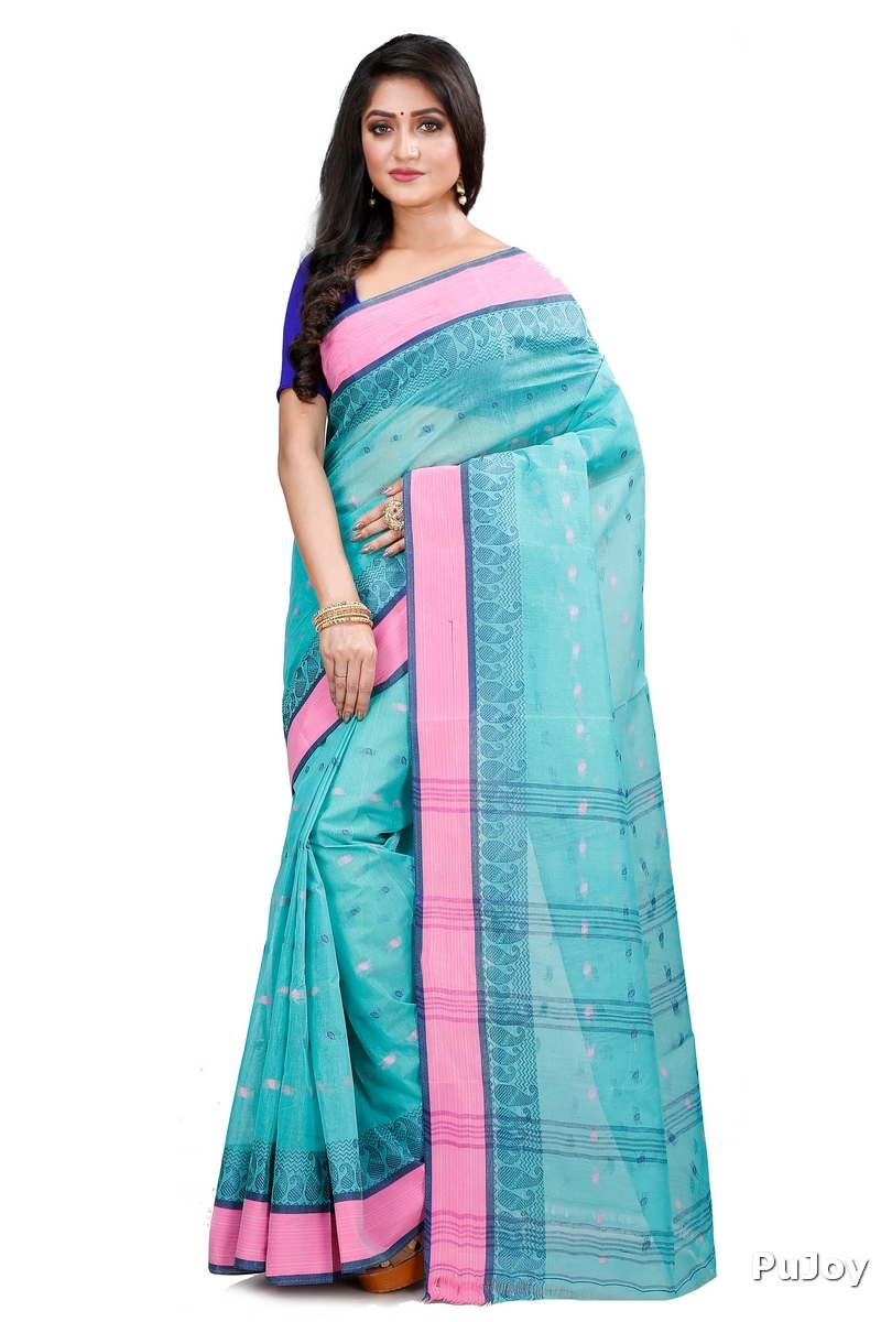See Green Pure Cotton Rohel Tant Saree (8027)