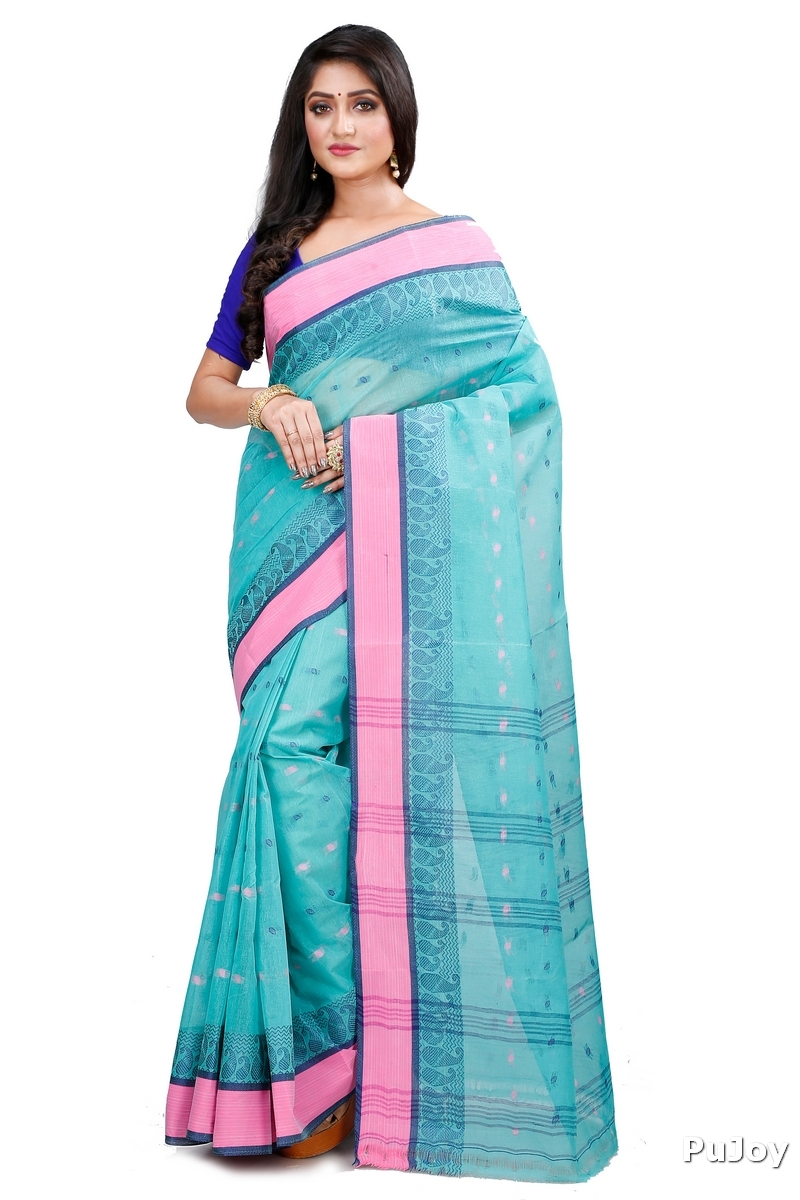 See Green Pure Cotton Rohel Tant Saree (8027)