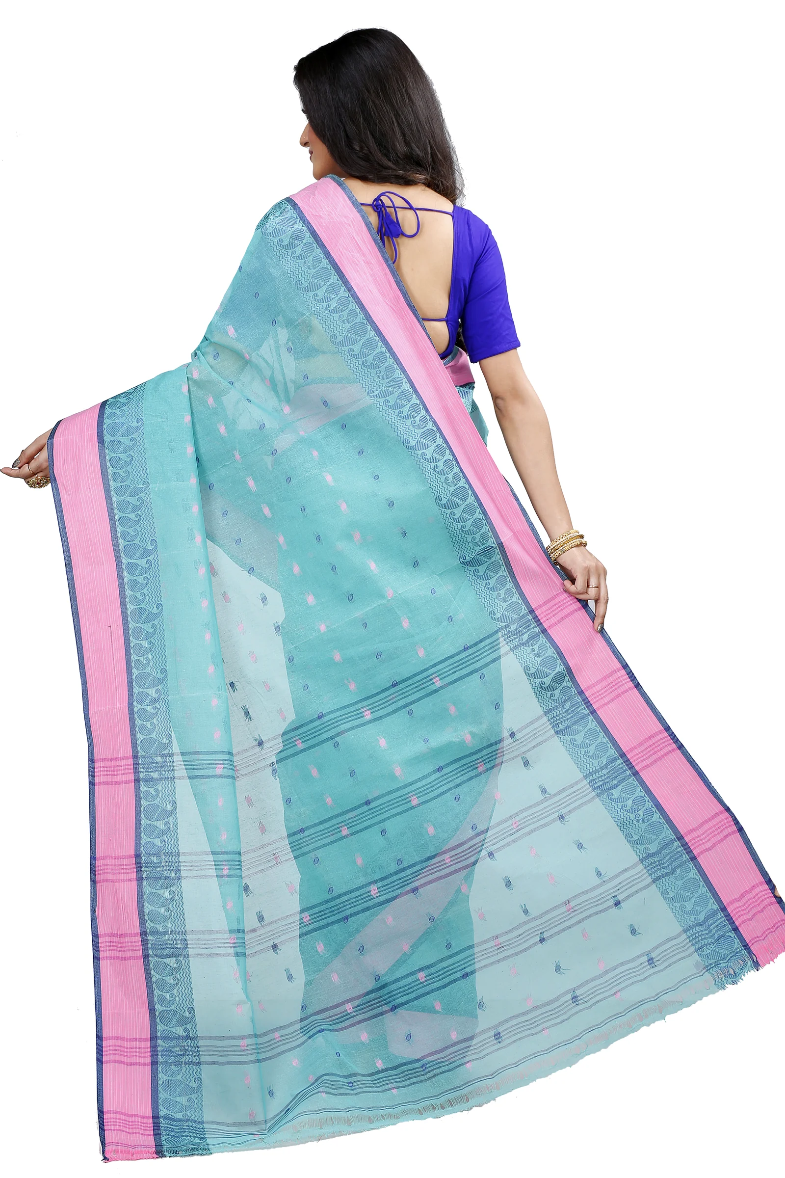 See Green Pure Cotton Rohel Tant Saree (8027)