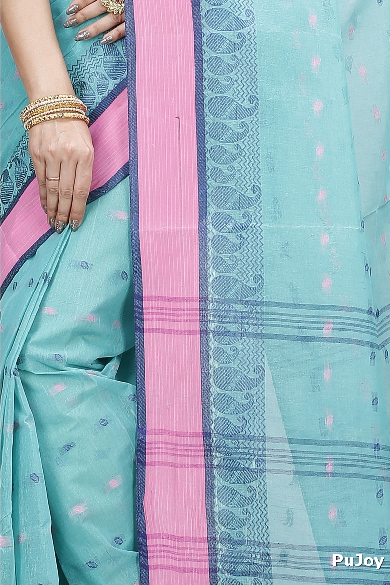 See Green Pure Cotton Rohel Tant Saree (8027)