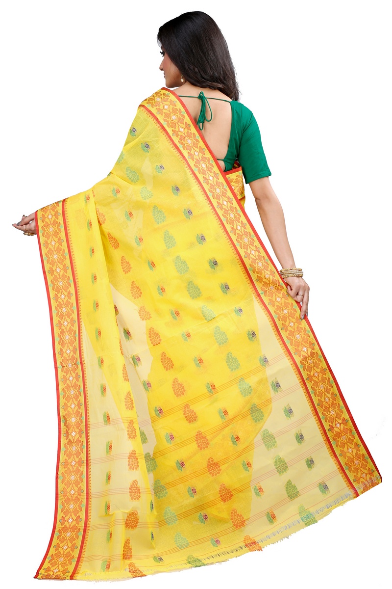 Yellow Pure Cotton Rohini Tant Saree (8028)