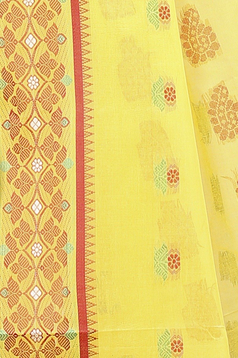 Yellow Pure Cotton Rohini Tant Saree (8028)