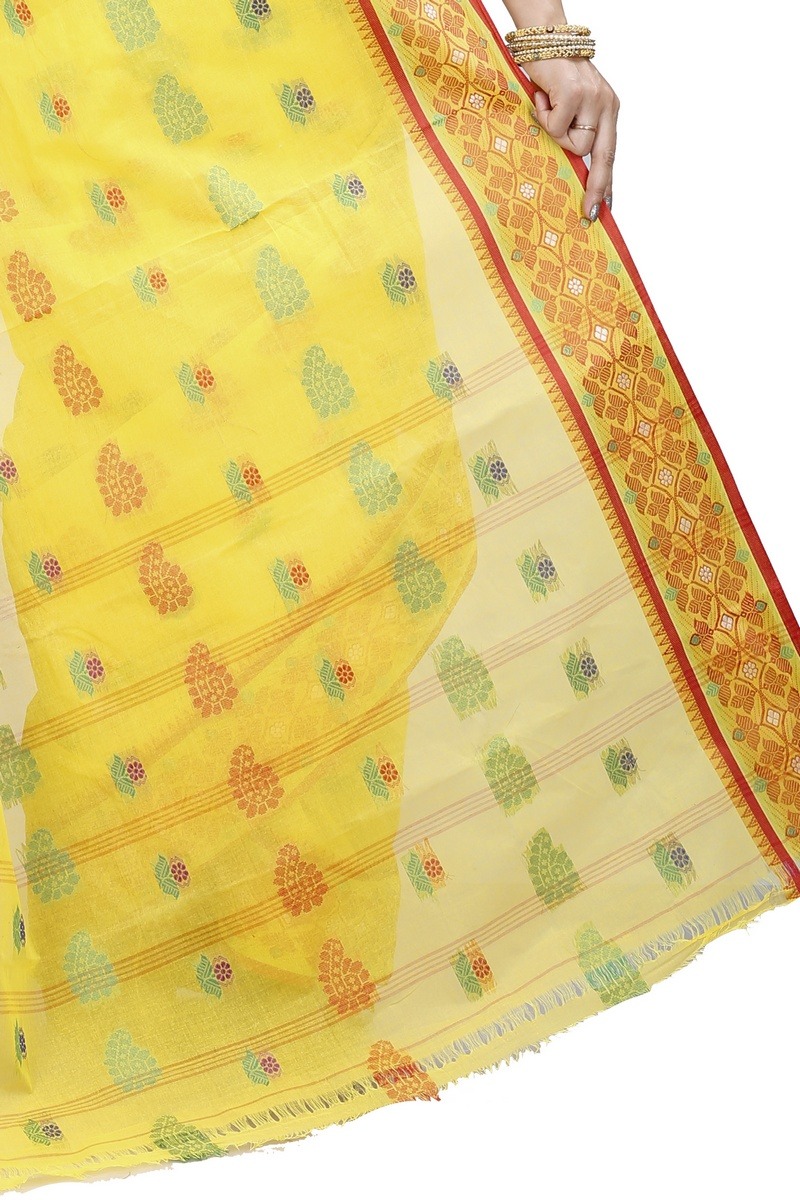 Yellow Pure Cotton Rohini Tant Saree (8028)