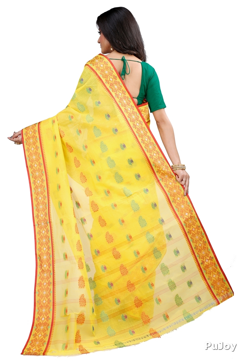 Yellow Pure Cotton Rohini Tant Saree (8028)