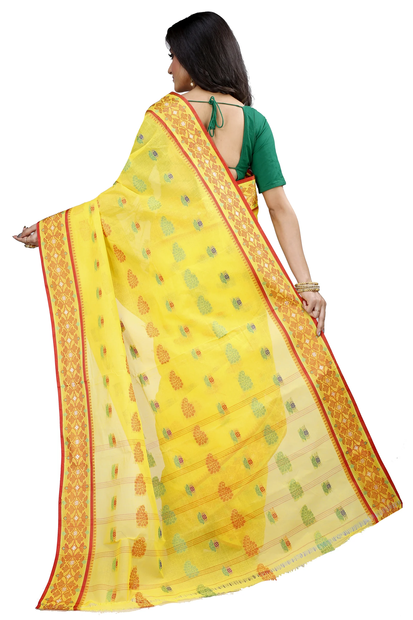 Yellow Pure Cotton Rohini Tant Saree (8028)