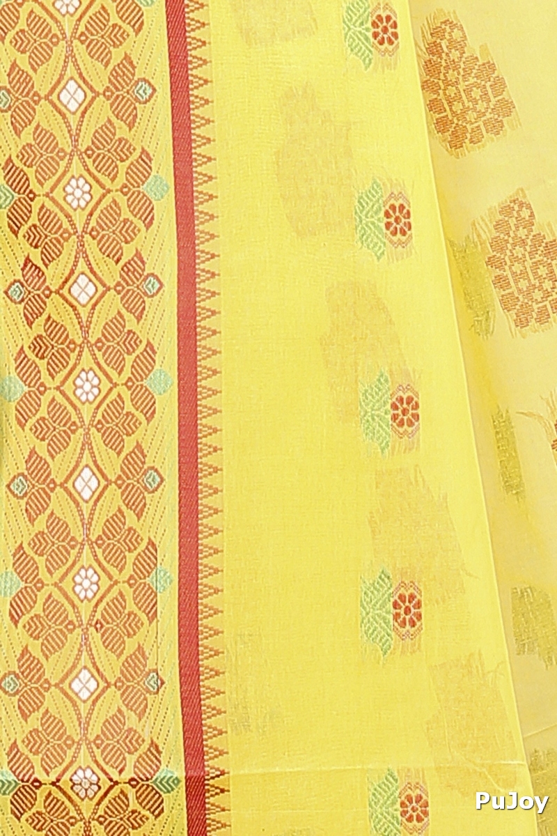 Yellow Pure Cotton Rohini Tant Saree (8028)