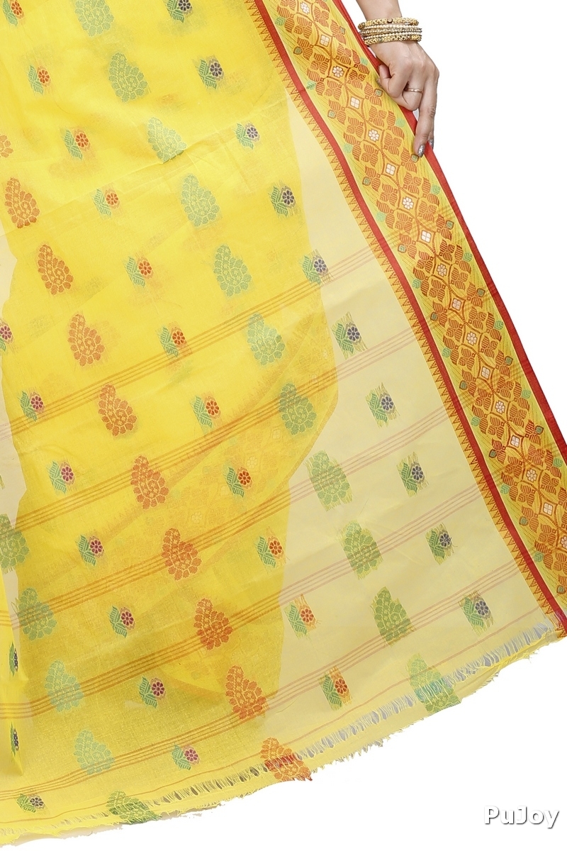 Yellow Pure Cotton Rohini Tant Saree (8028)