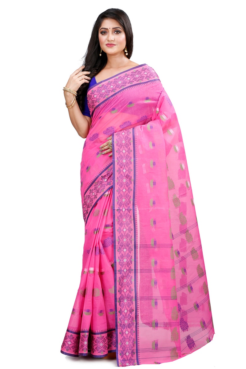 Pink Pure Cotton Rohini Tant Saree (8029)