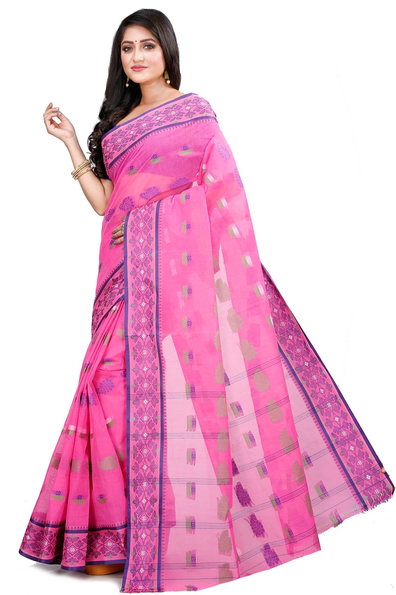 Pink Pure Cotton Rohini Tant Saree (8029)