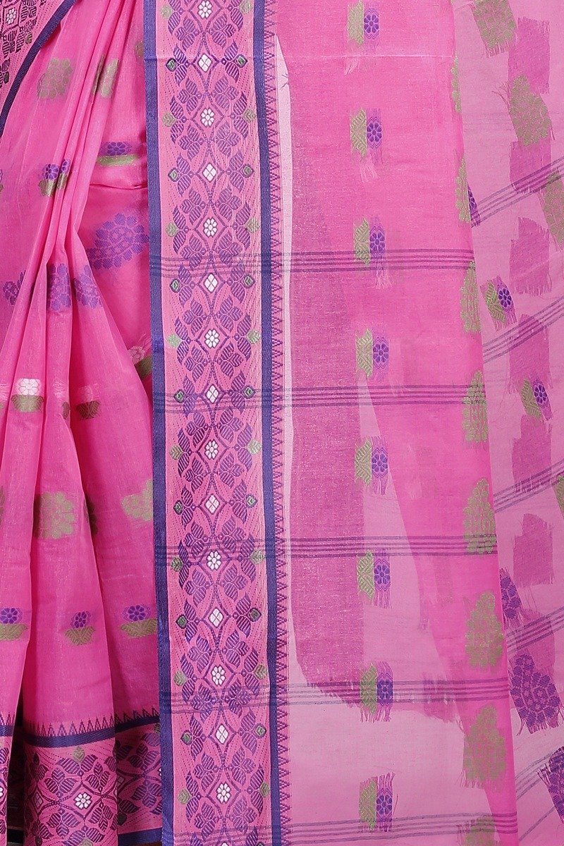 Pink Pure Cotton Rohini Tant Saree (8029)