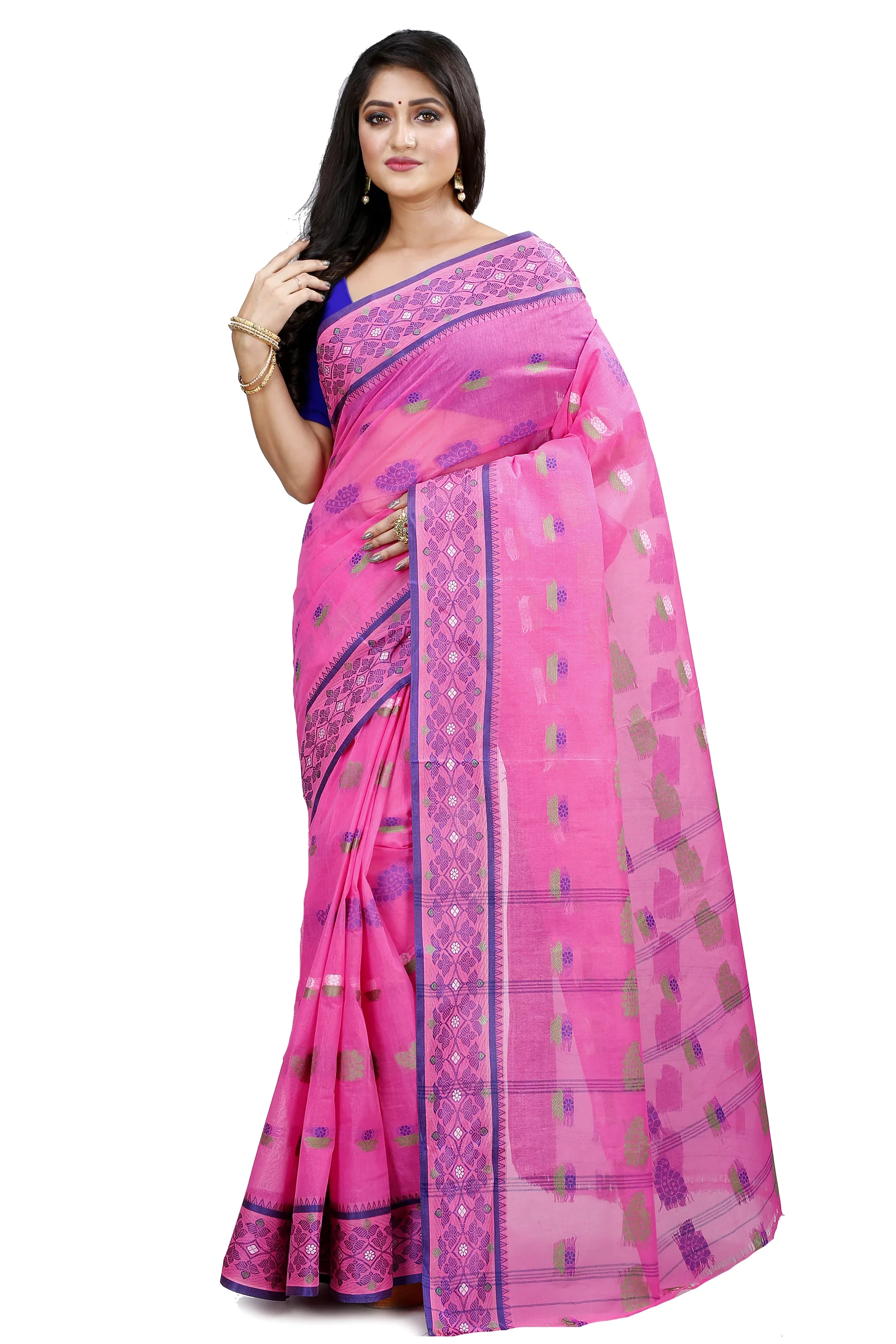 Pink Pure Cotton Rohini Tant Saree (8029)