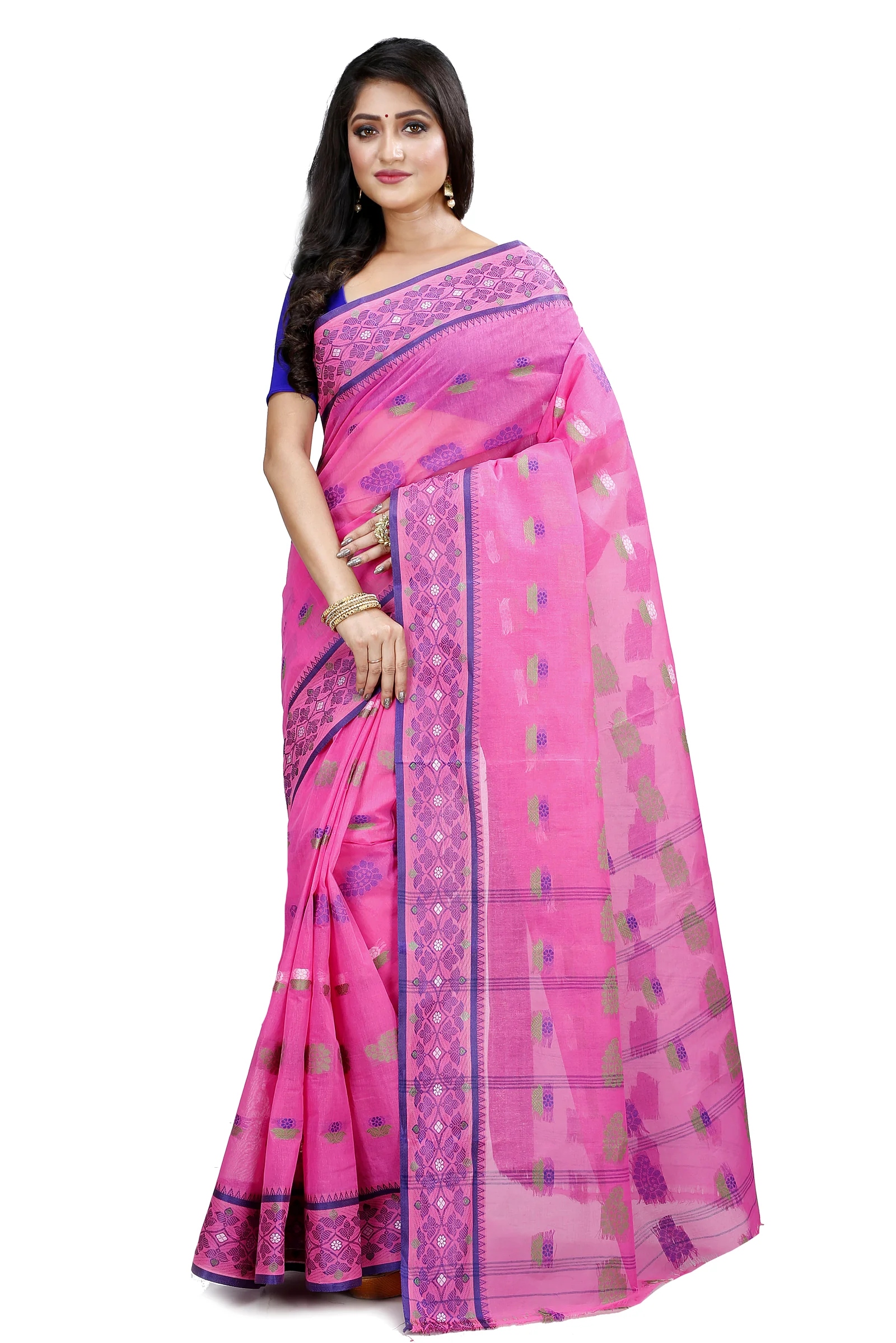 Pink Pure Cotton Rohini Tant Saree (8029)