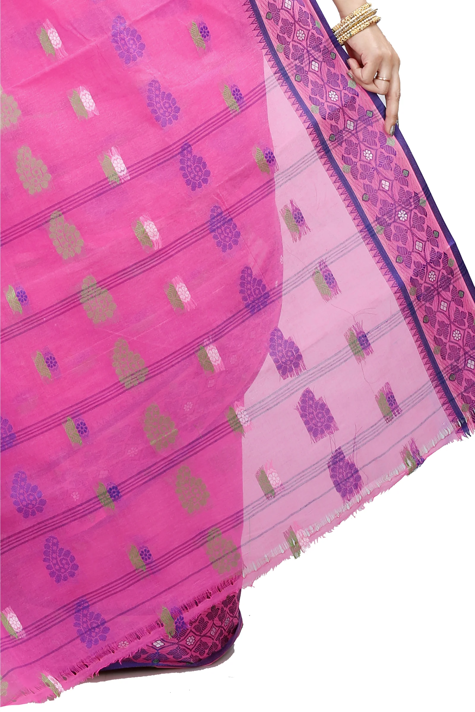Pink Pure Cotton Rohini Tant Saree (8029)