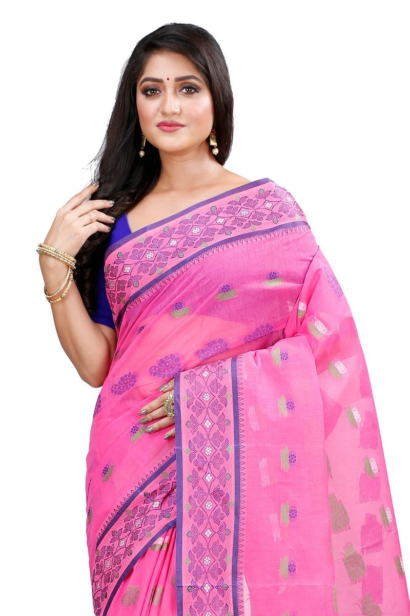 Pink Pure Cotton Rohini Tant Saree (8029)