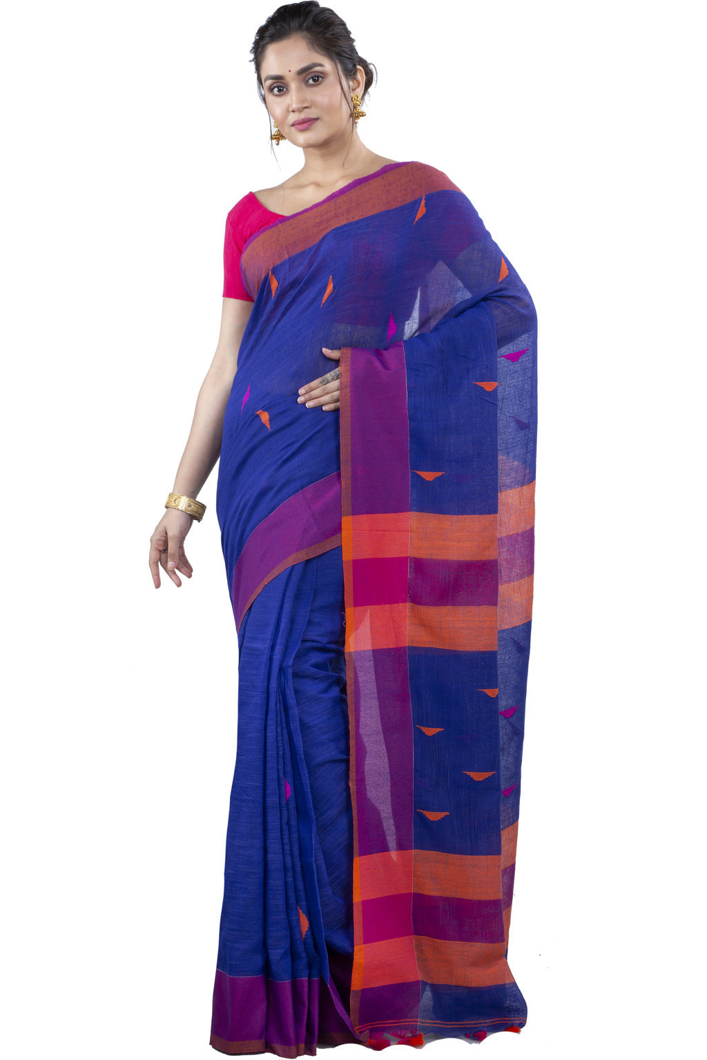 Blue Pure Cotton Clasic_Than Hand Loom Saree (803)