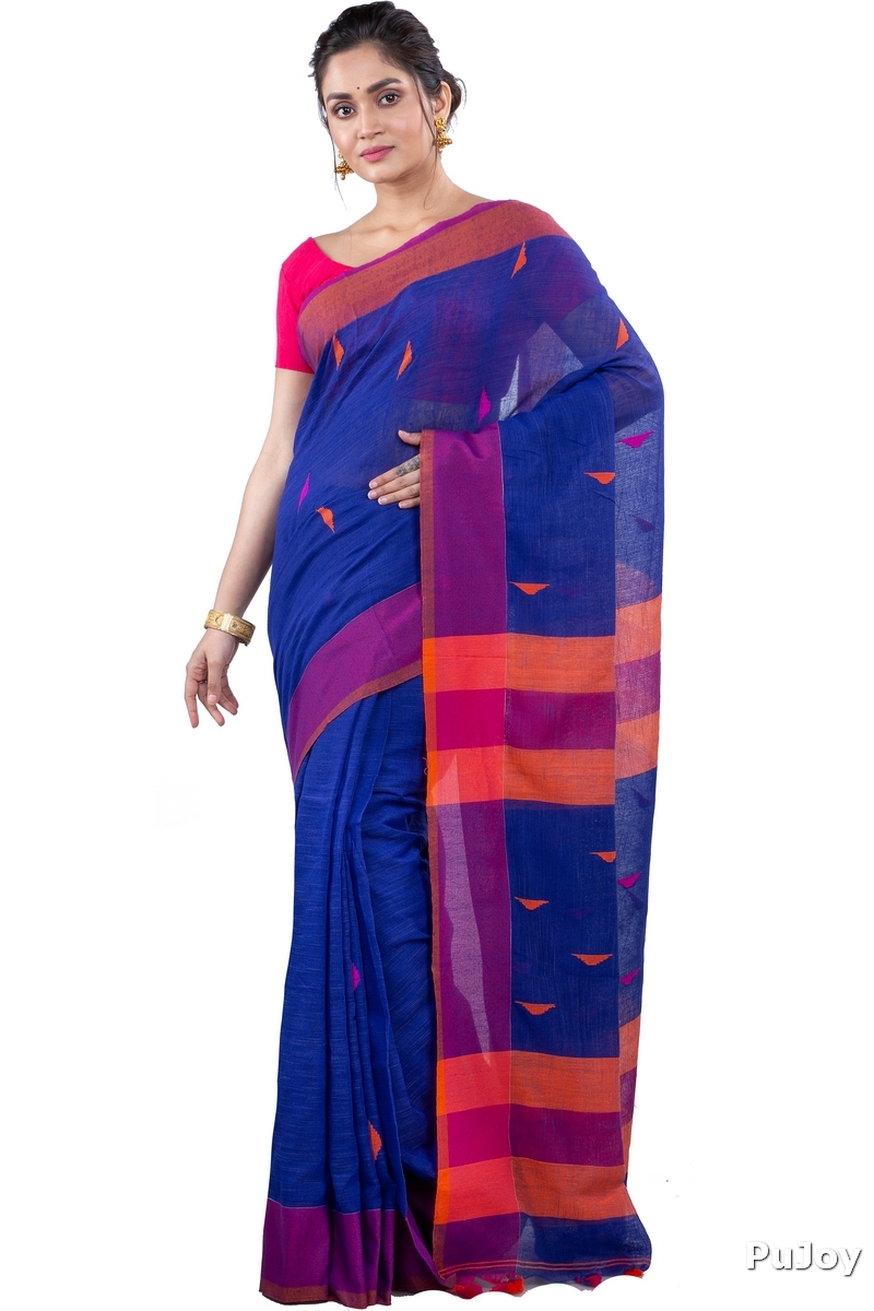 Blue Pure Cotton Clasic_Than Hand Loom Saree (803)