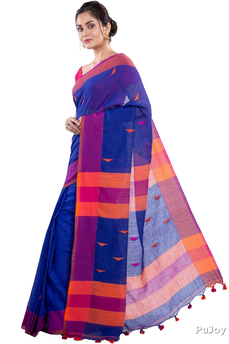Blue Pure Cotton Clasic_Than Hand Loom Saree (803)