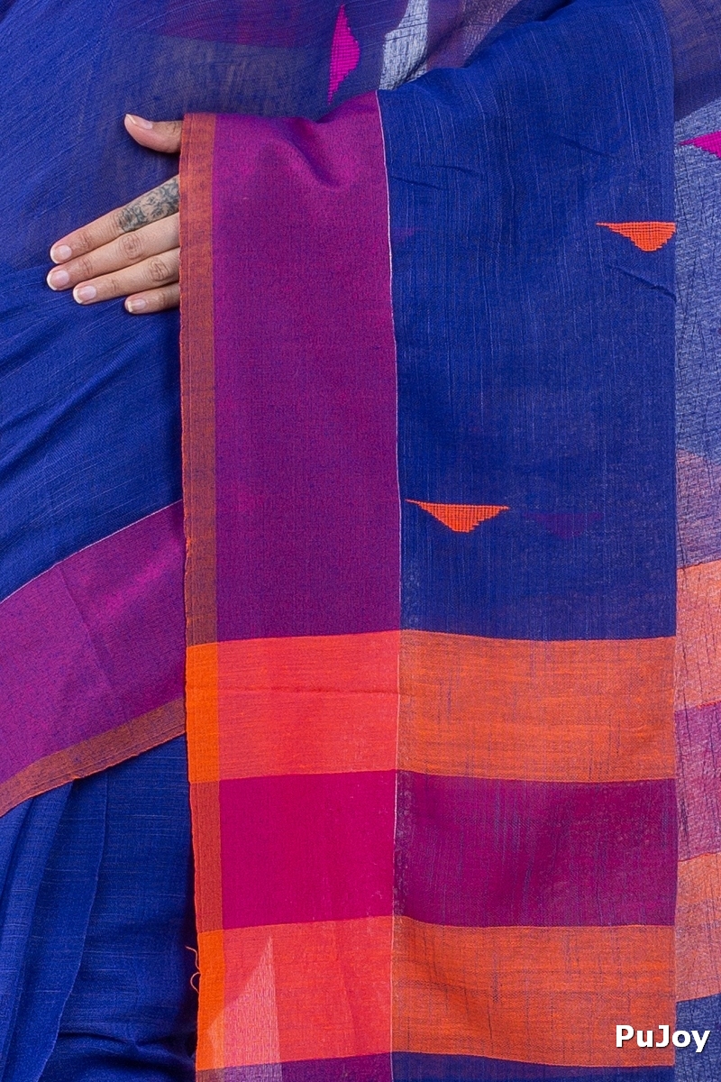 Blue Pure Cotton Clasic_Than Hand Loom Saree (803)
