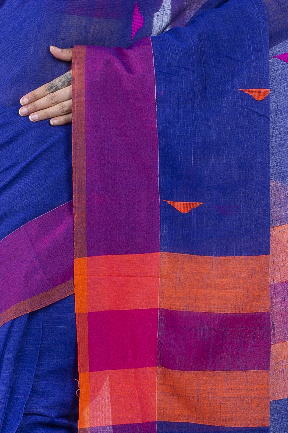 Blue Pure Cotton Clasic_Than Hand Loom Saree (803)