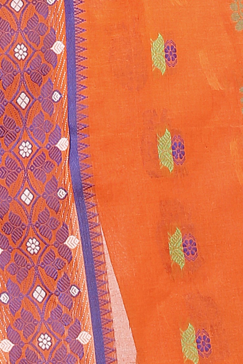 Orange Pure Cotton Rohini Tant Saree (8030)