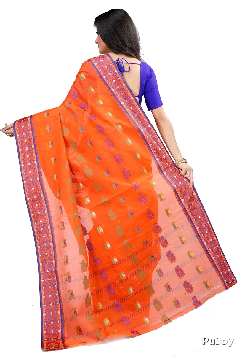 Orange Pure Cotton Rohini Tant Saree (8030)