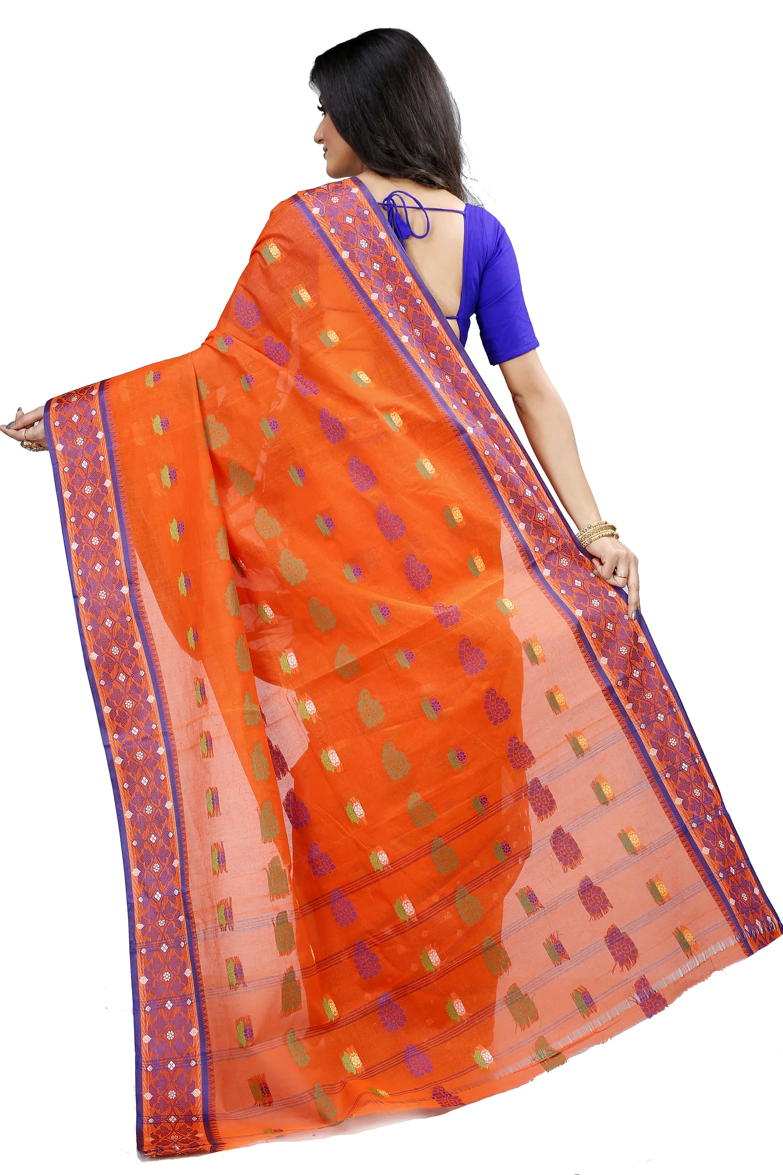 Orange Pure Cotton Rohini Tant Saree (8030)