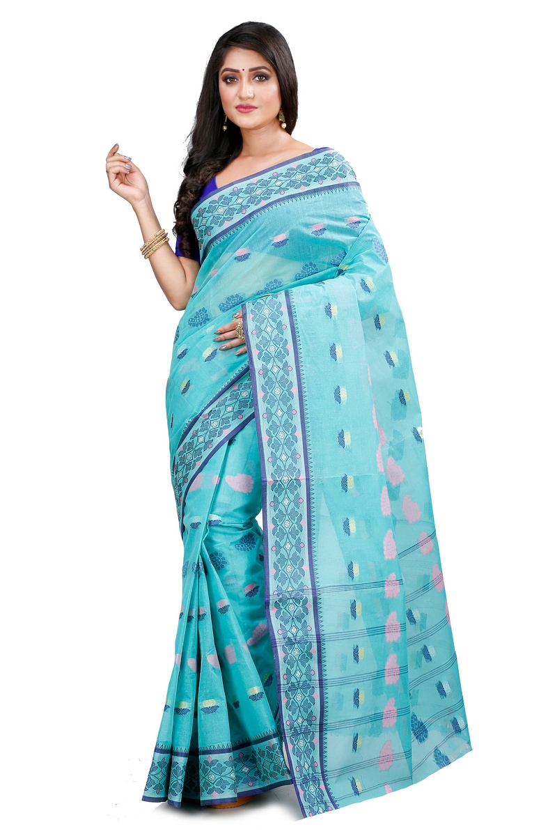 See Green Pure Cotton Rohini Tant Saree (8031)