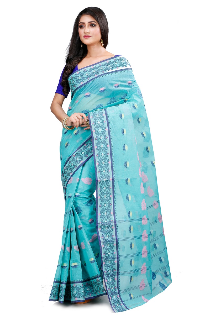 See Green Pure Cotton Rohini Tant Saree (8031)