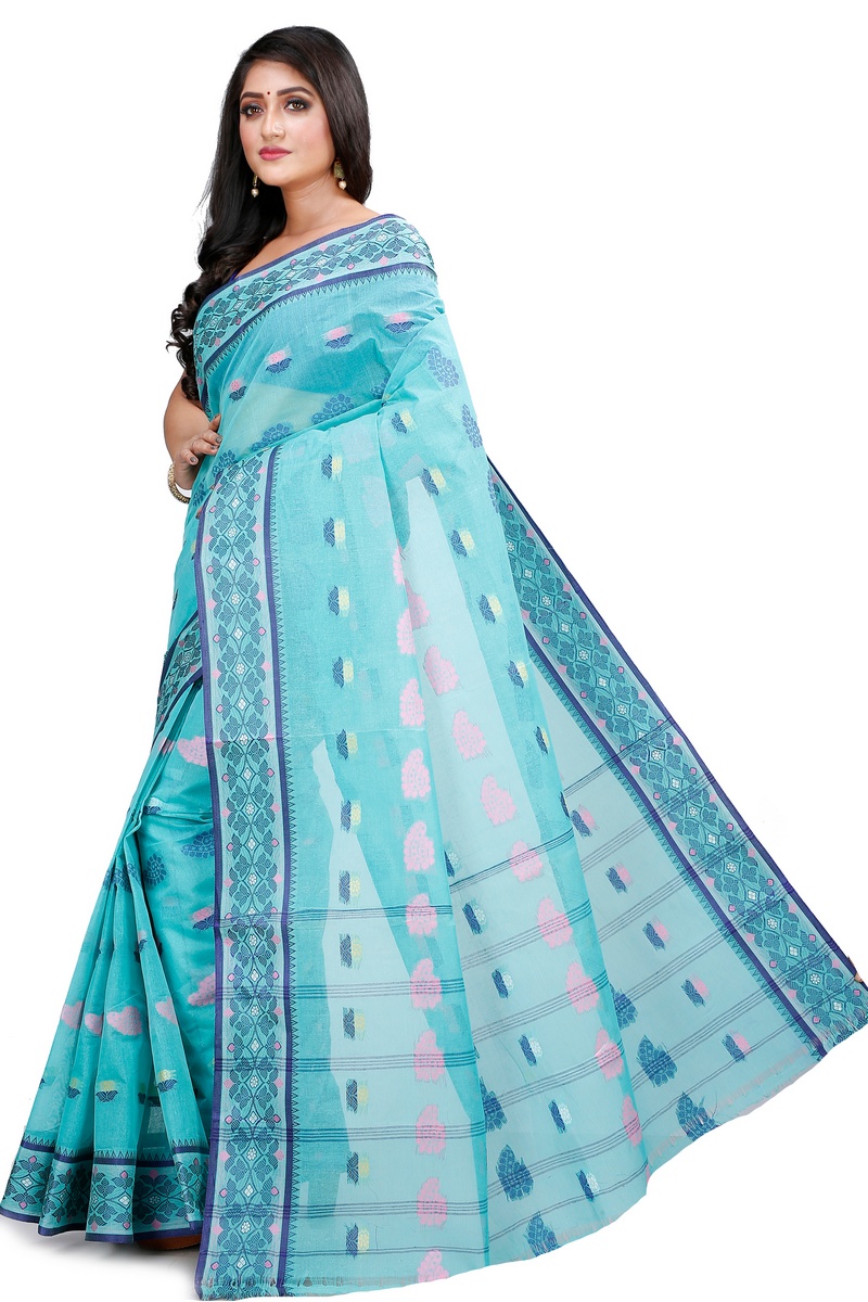 See Green Pure Cotton Rohini Tant Saree (8031)