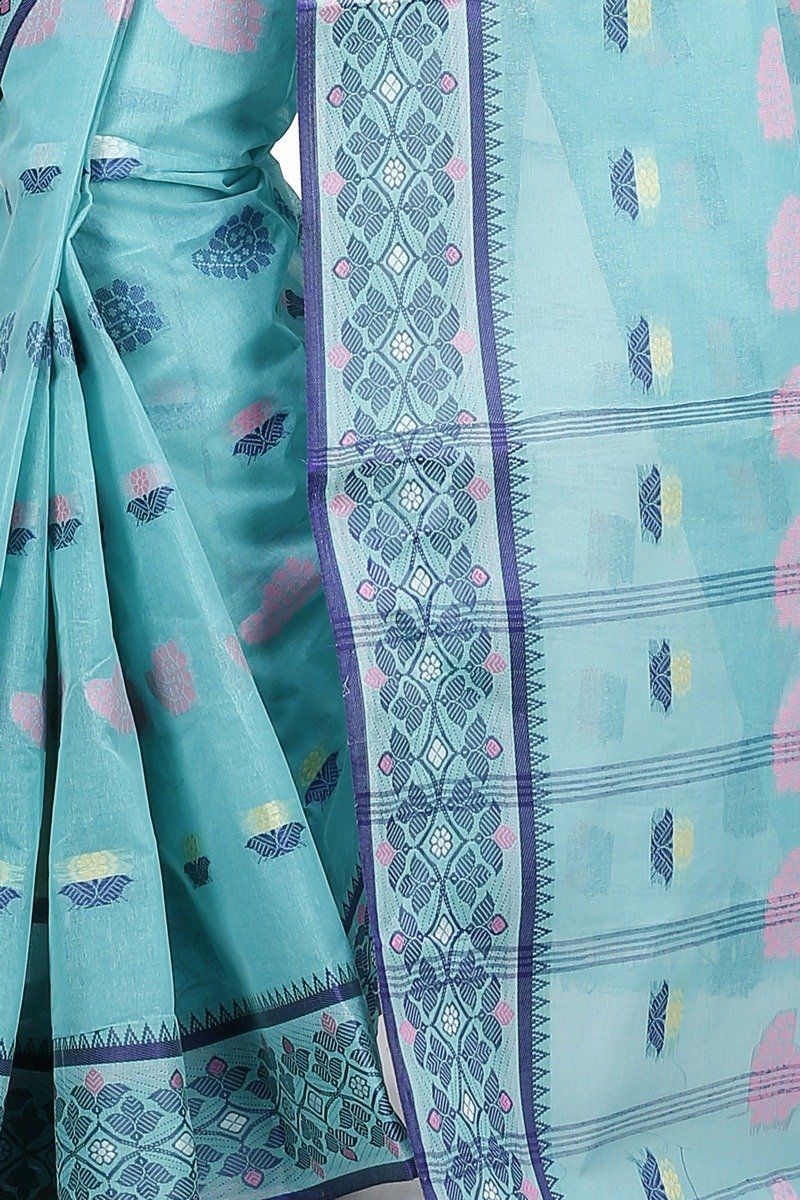 See Green Pure Cotton Rohini Tant Saree (8031)