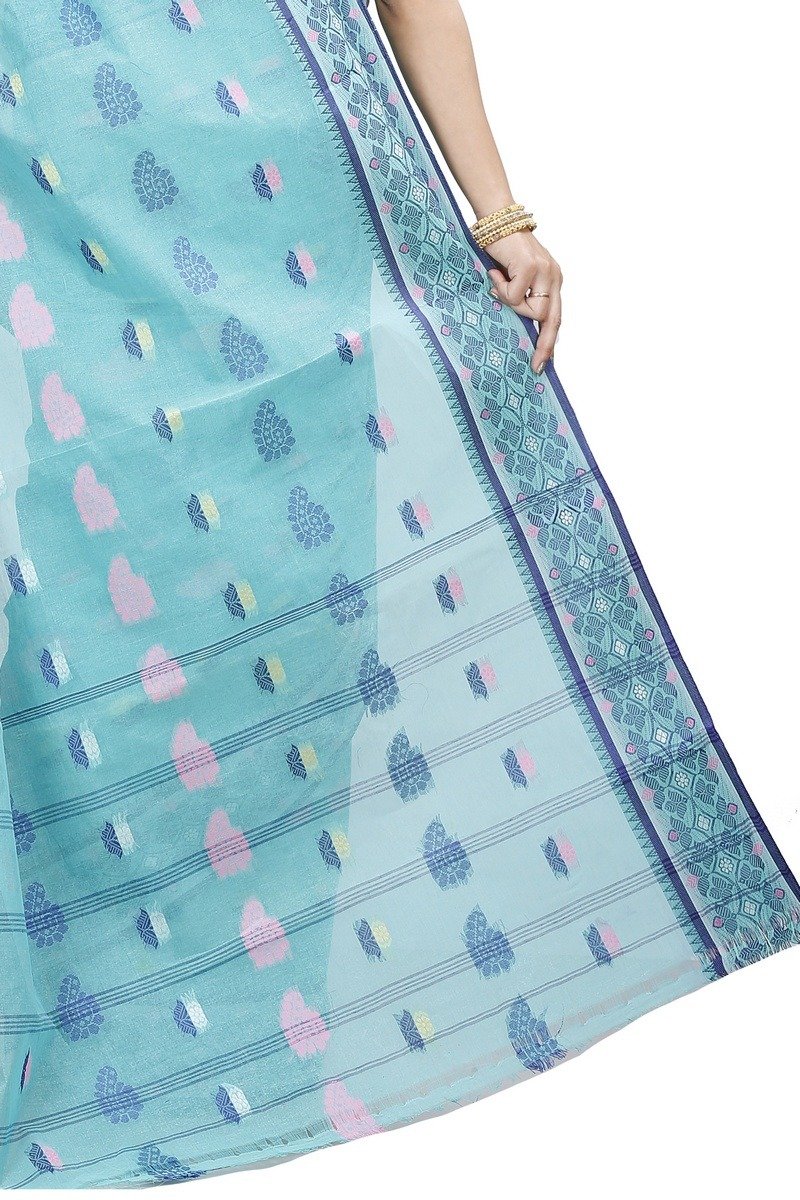 See Green Pure Cotton Rohini Tant Saree (8031)
