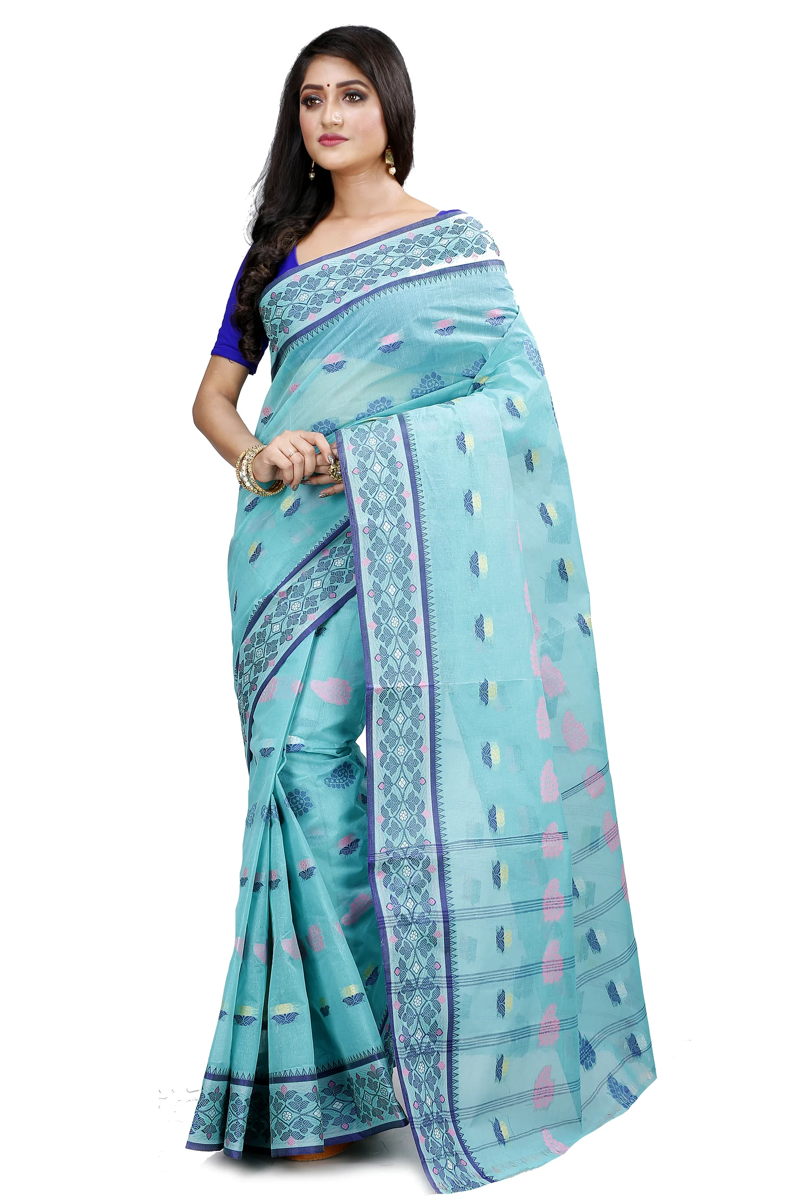 See Green Pure Cotton Rohini Tant Saree (8031)