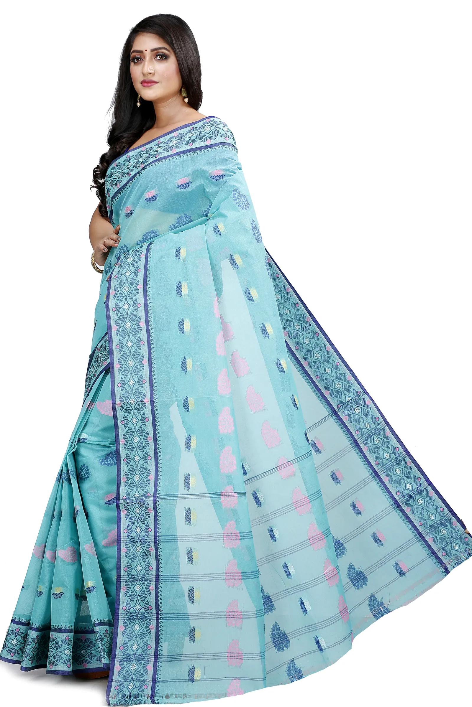 See Green Pure Cotton Rohini Tant Saree (8031)