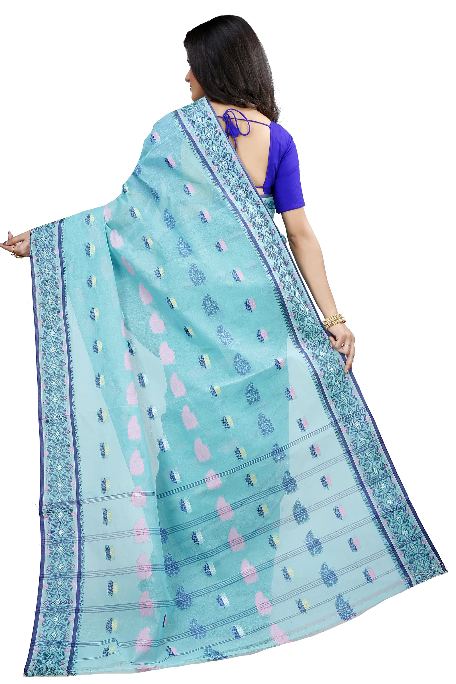 See Green Pure Cotton Rohini Tant Saree (8031)