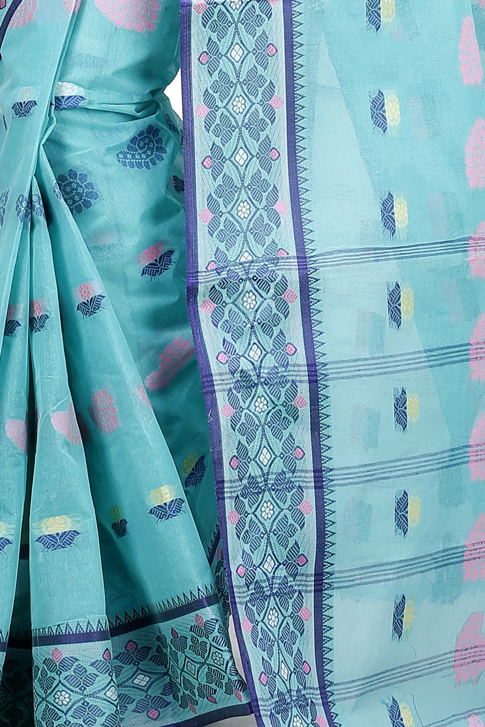 See Green Pure Cotton Rohini Tant Saree (8031)